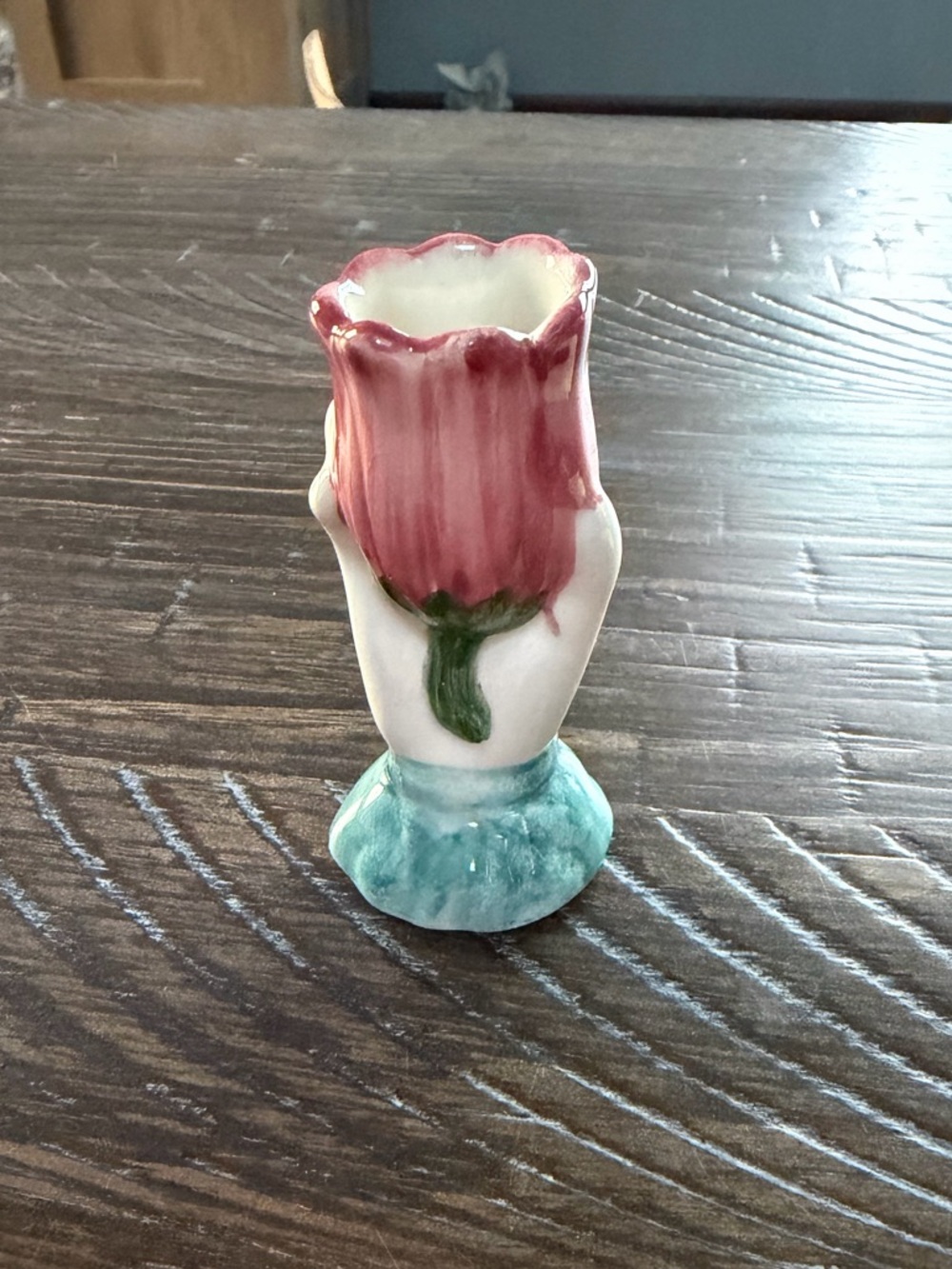 Hand Painted Ceramic Pink Flower Bud Vase